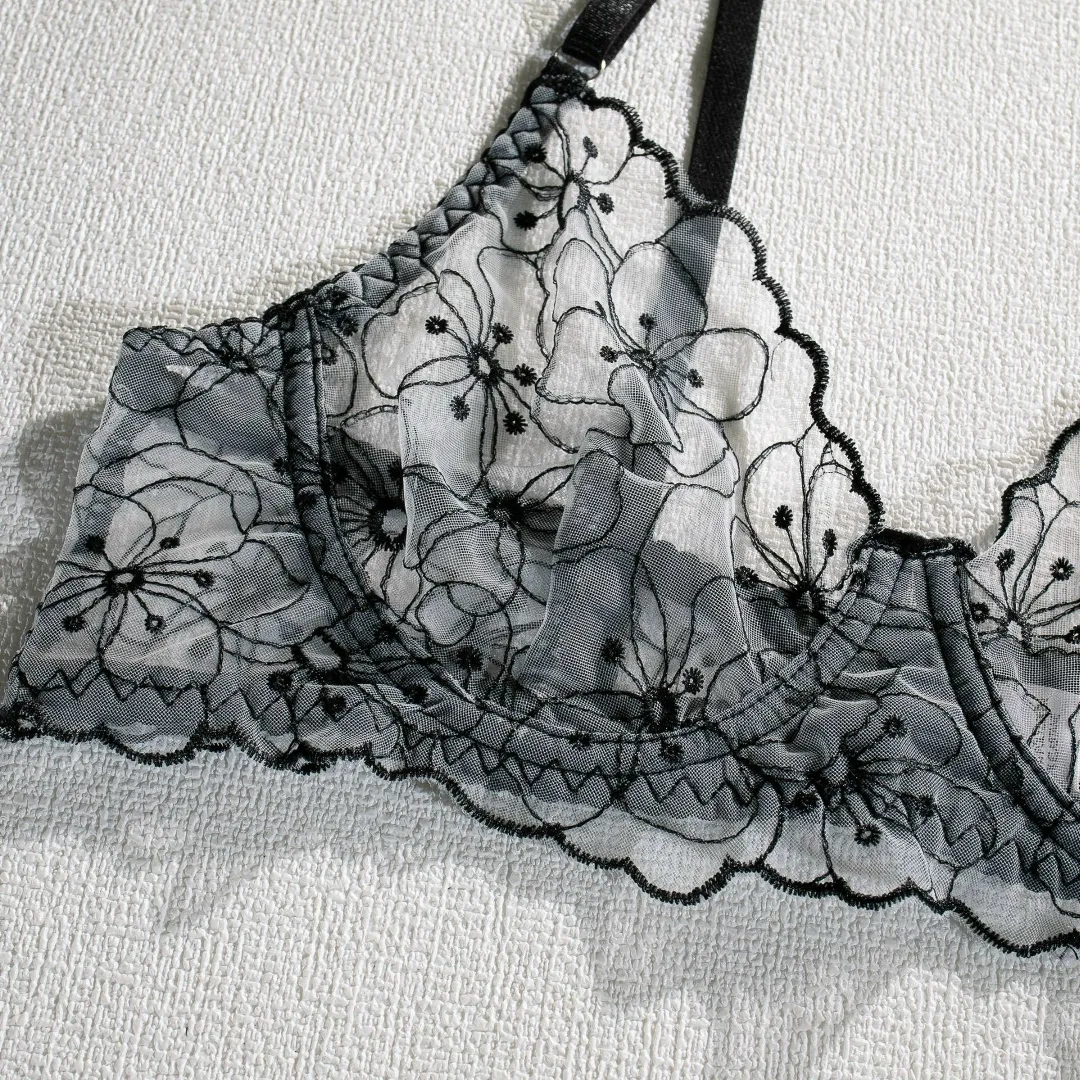 Прозрачная сеточка, объёмные цветы и контрастные чёрные детали — фото 4