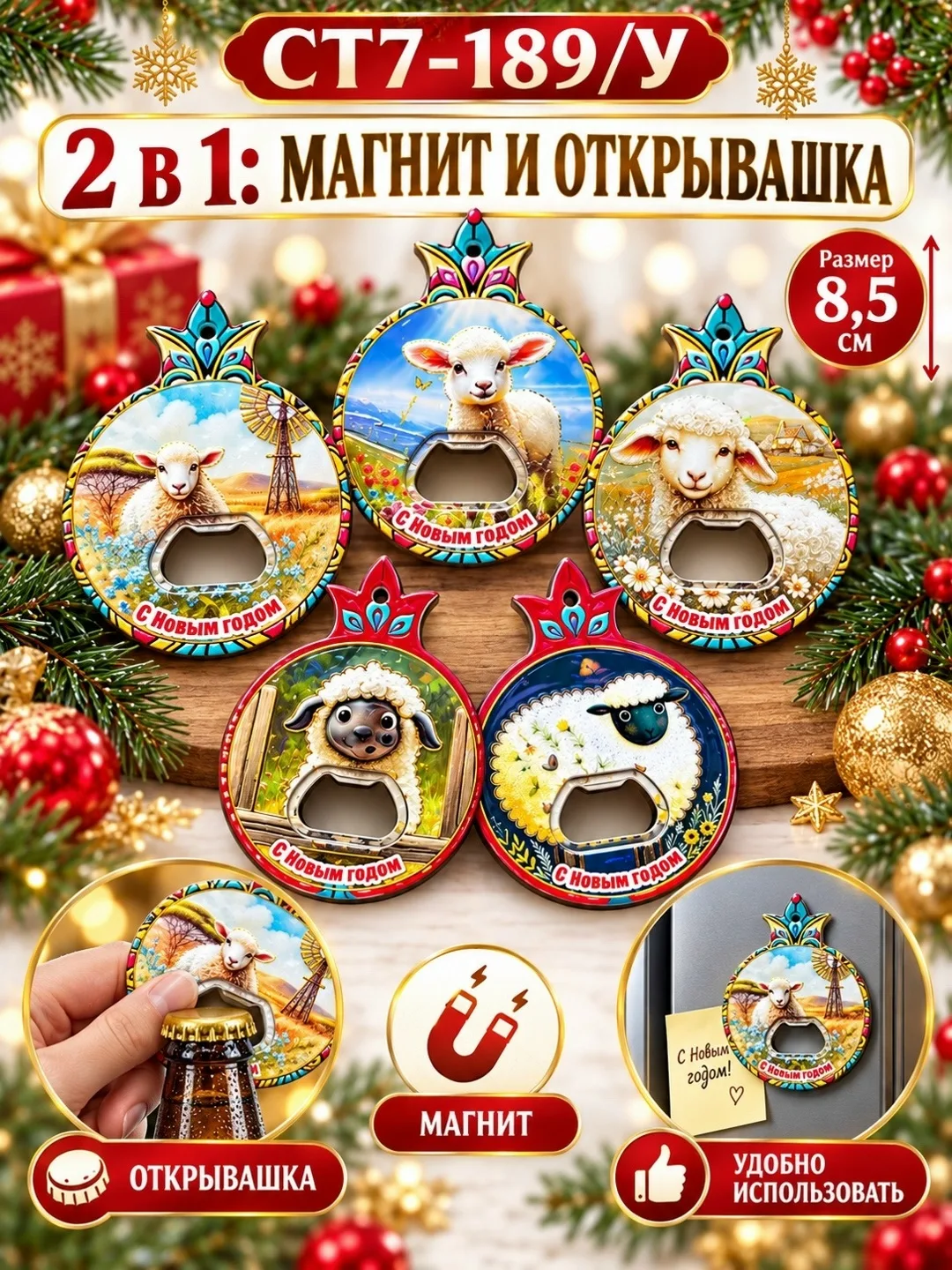 Магнит-открывашка С Новым годом — фото 1