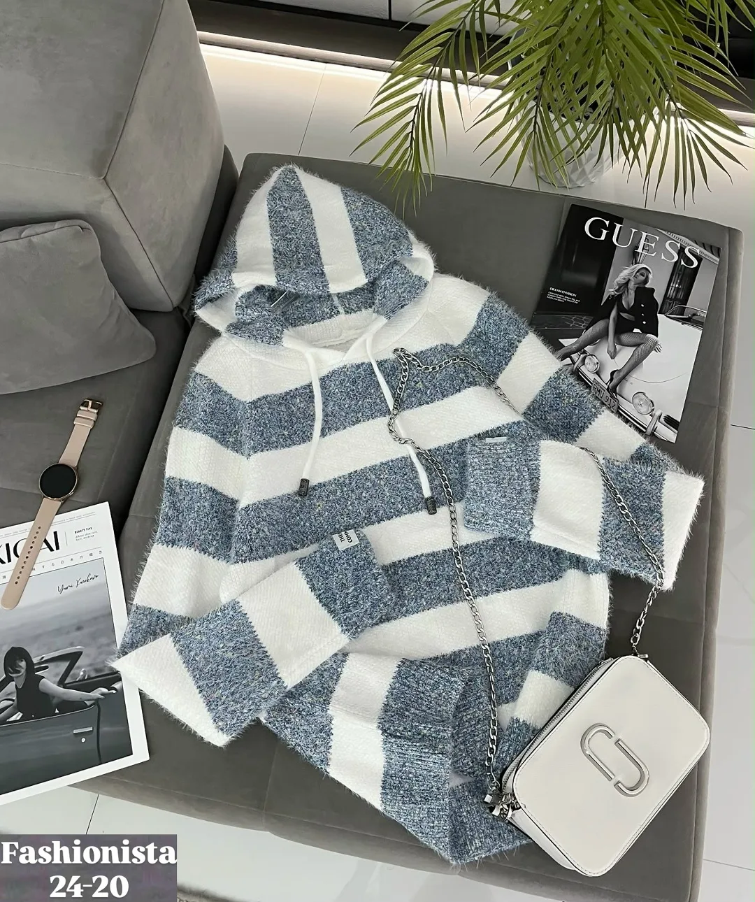 Свитер с капюшоном из смесовой ткани хлопок и полиэстер хлопок; Cotton; POLYESTER — фото 2