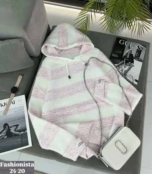 Свитер с капюшоном из смесовой ткани хлопок и полиэстер хлопок; Cotton; POLYESTER — фото 6
