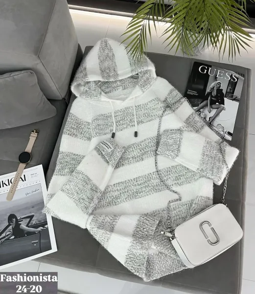 Свитер с капюшоном из смесовой ткани хлопок и полиэстер хлопок; Cotton; POLYESTER — фото 7