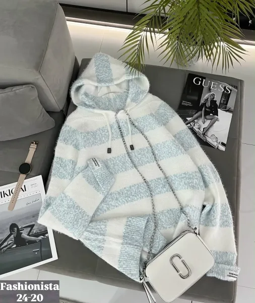 Свитер с капюшоном из смесовой ткани хлопок и полиэстер хлопок; Cotton; POLYESTER — фото 11
