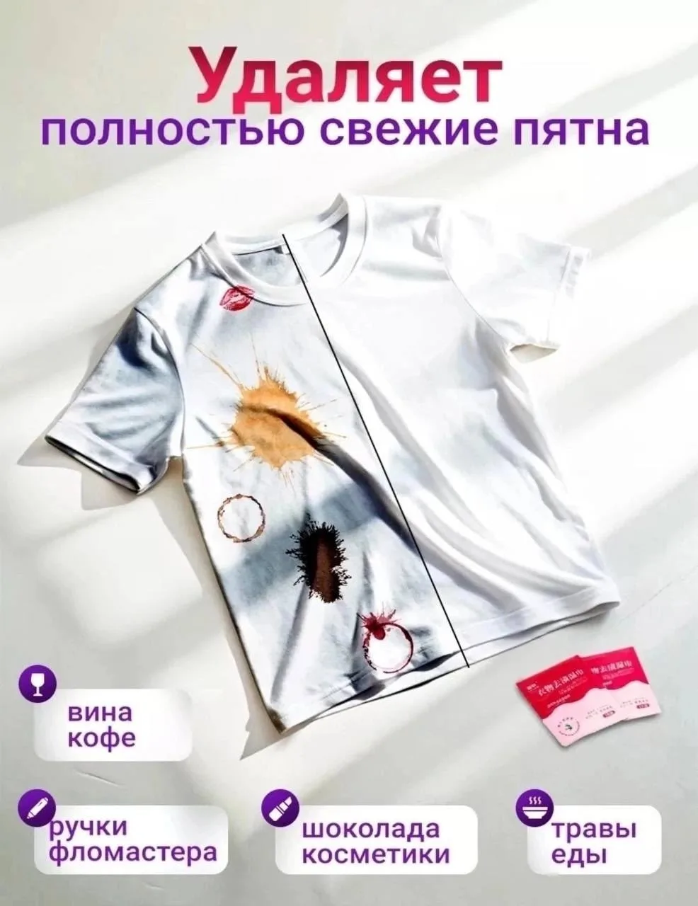 Салфетки от пятен на одежде влажные пятновыводящие 20 штук — фото 4