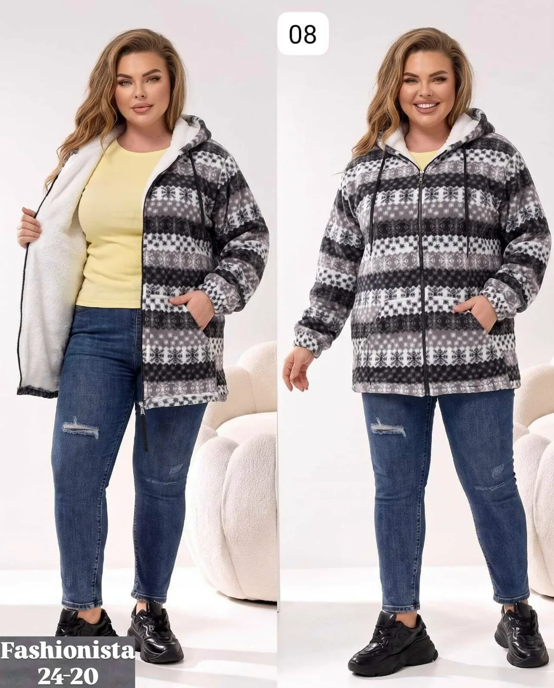 Женские рубашки из двухстороннего флиса с мехом, утеплённые и мягкие — фото 4