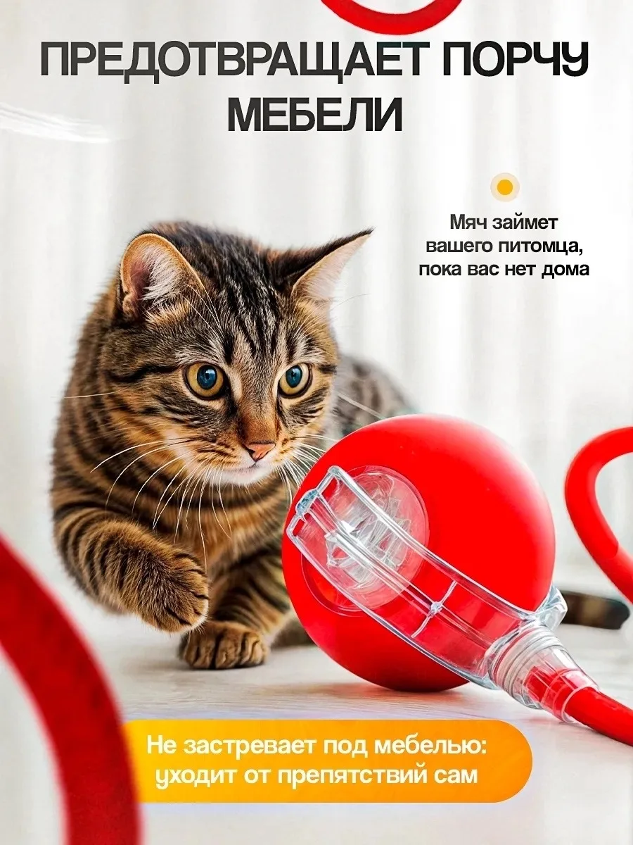 Игрушка для кошек интерактивная, мячик — фото 1