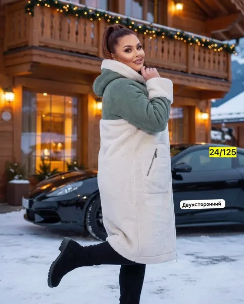 Пальто двухстороннее из замши и меха Замш + Мех — фото 2