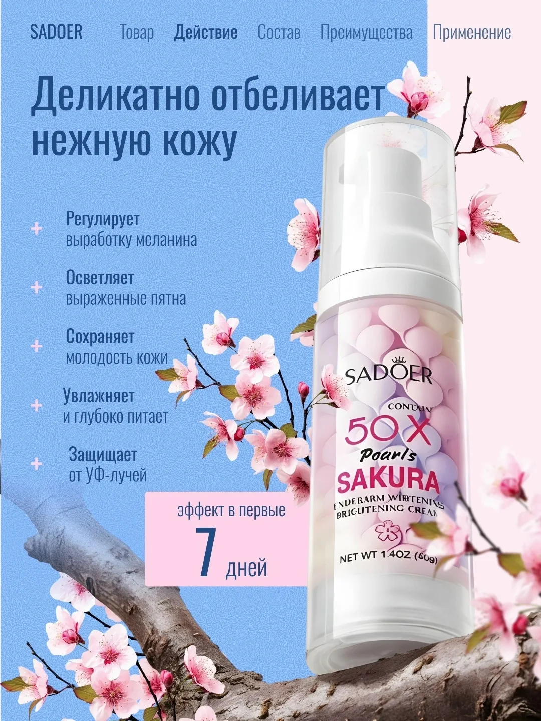 SADOER, Крем для лица и тела от пигментации отбеливающий — фото 5