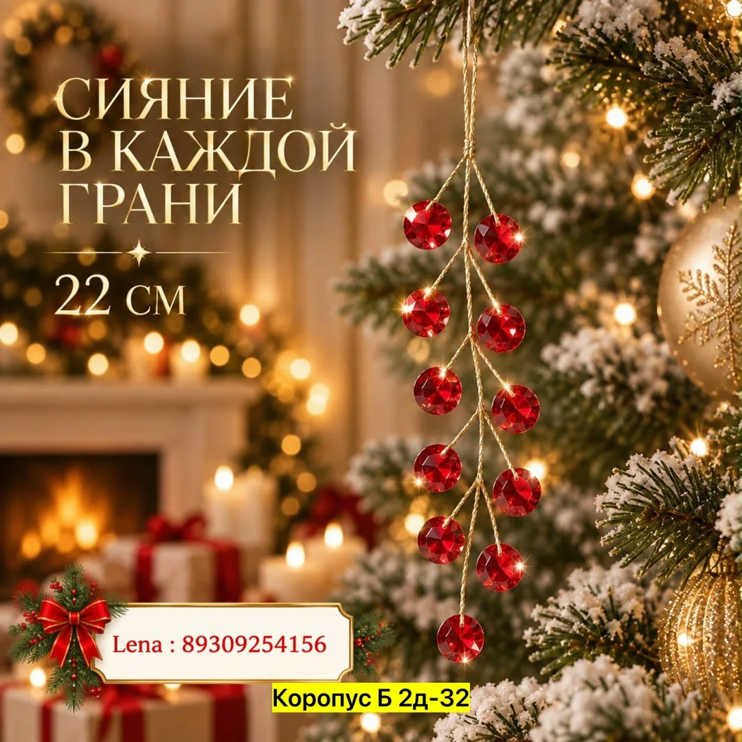 Алмазные веточки для ёлки A Красный — фото 6