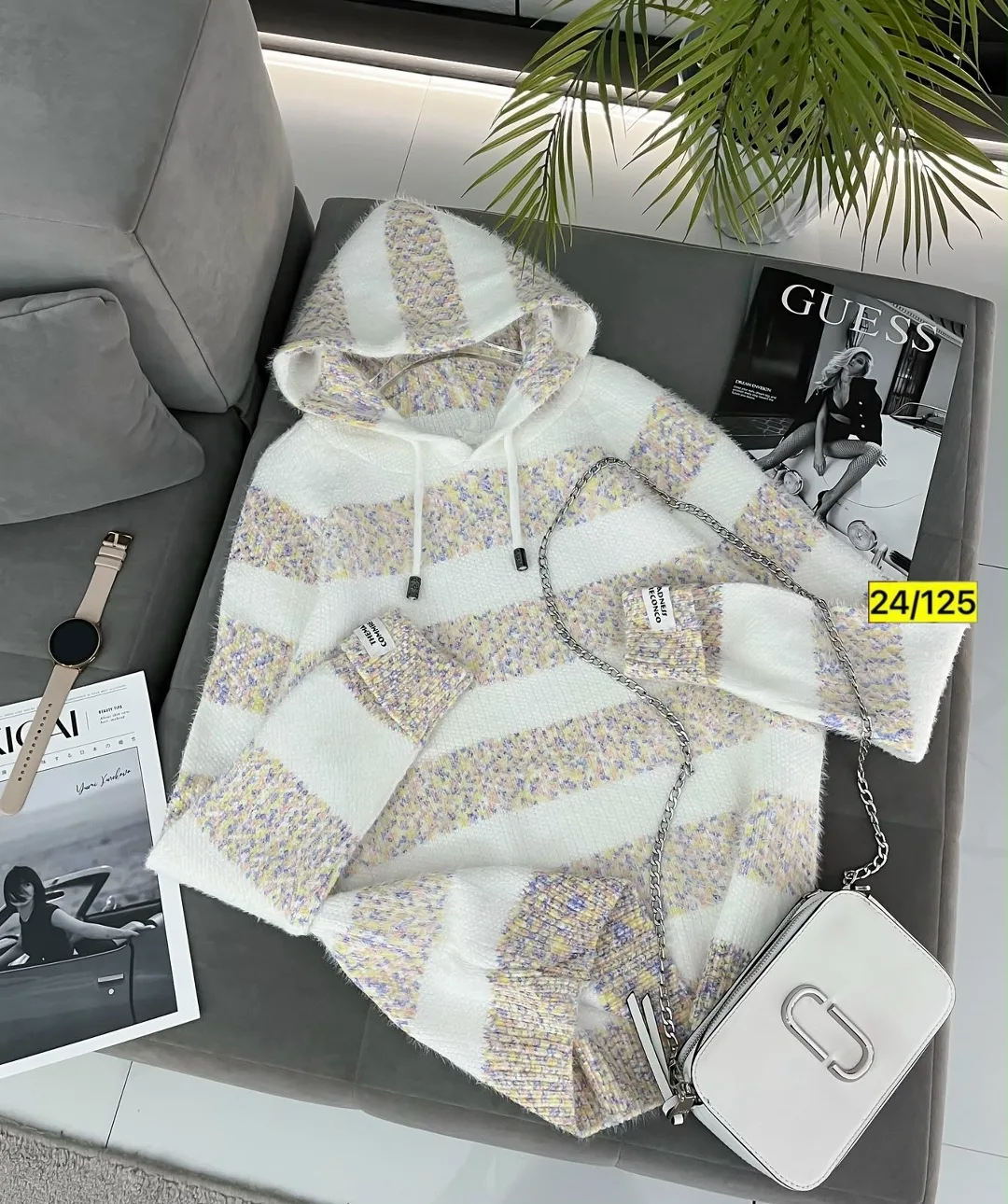 Свитер с капюшоном из смесовой ткани хлопок и полиэстер хлопок; Cotton; POLYESTER — фото 4