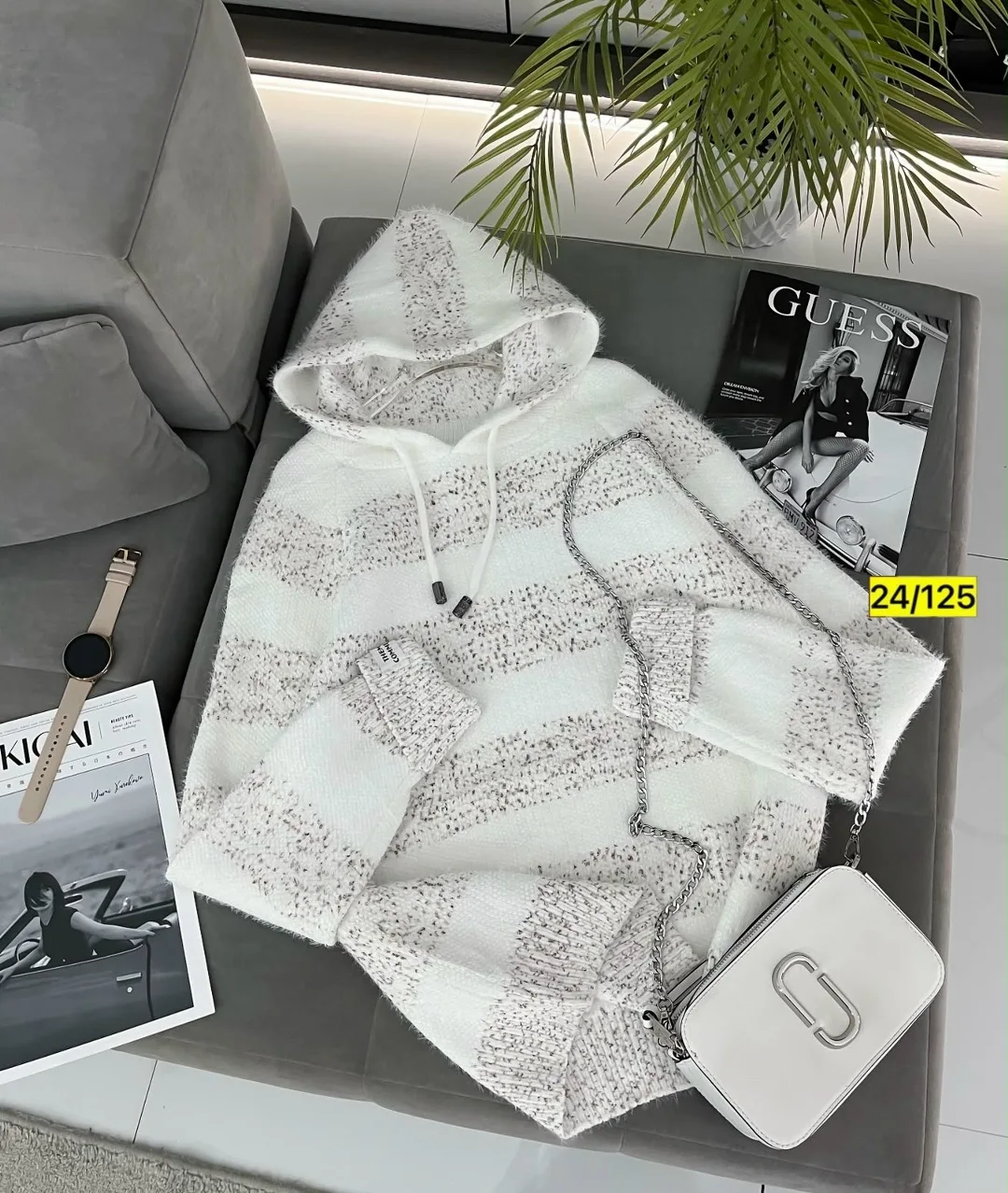 Свитер с капюшоном из смесовой ткани хлопок и полиэстер хлопок; Cotton; POLYESTER — фото 5