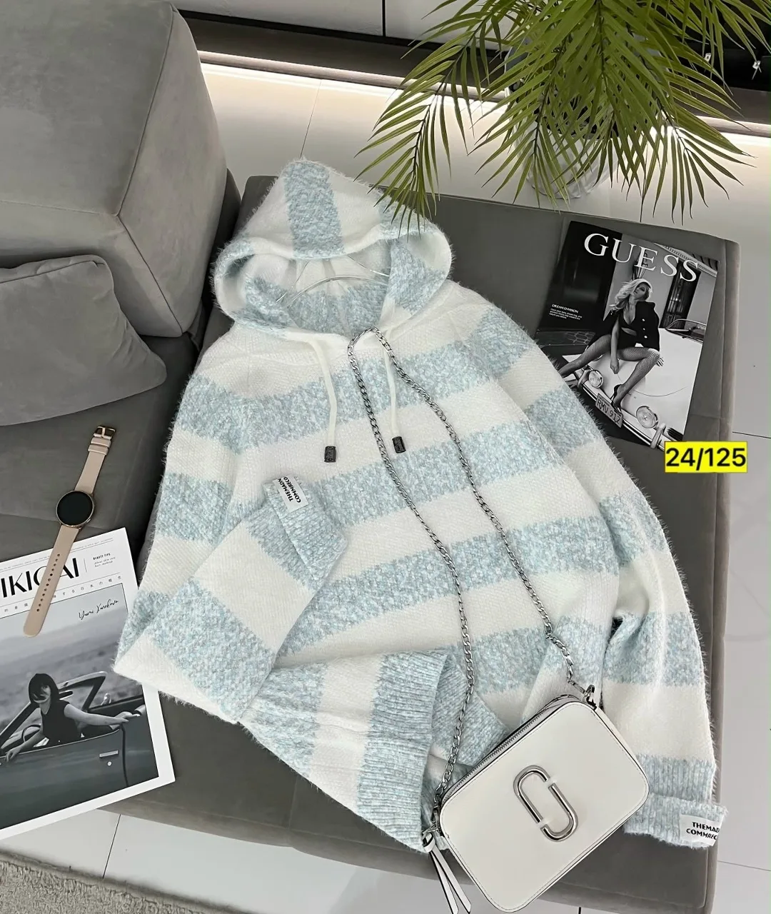 Свитер с капюшоном из смесовой ткани хлопок и полиэстер хлопок; Cotton; POLYESTER — фото 6