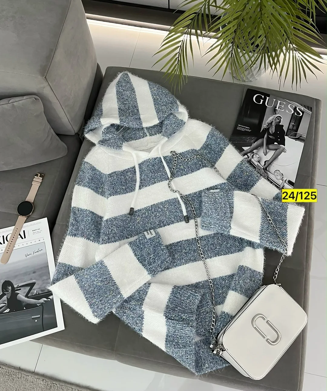 Свитер с капюшоном из смесовой ткани хлопок и полиэстер хлопок; Cotton; POLYESTER — фото 7