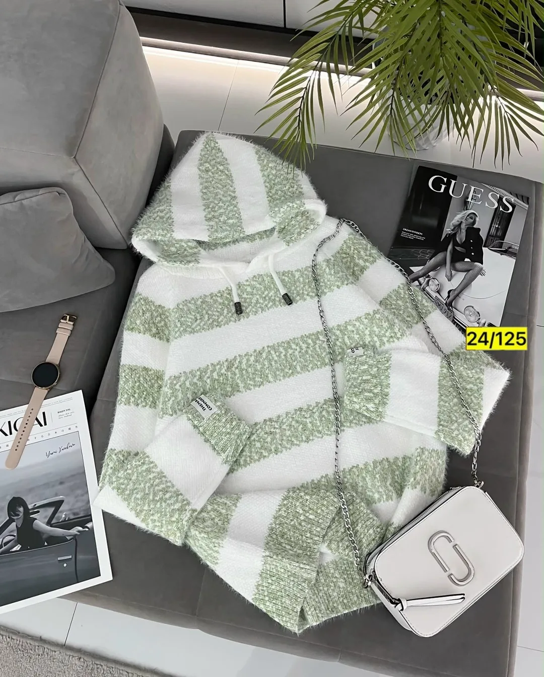Свитер с капюшоном из смесовой ткани хлопок и полиэстер хлопок; Cotton; POLYESTER — фото 8