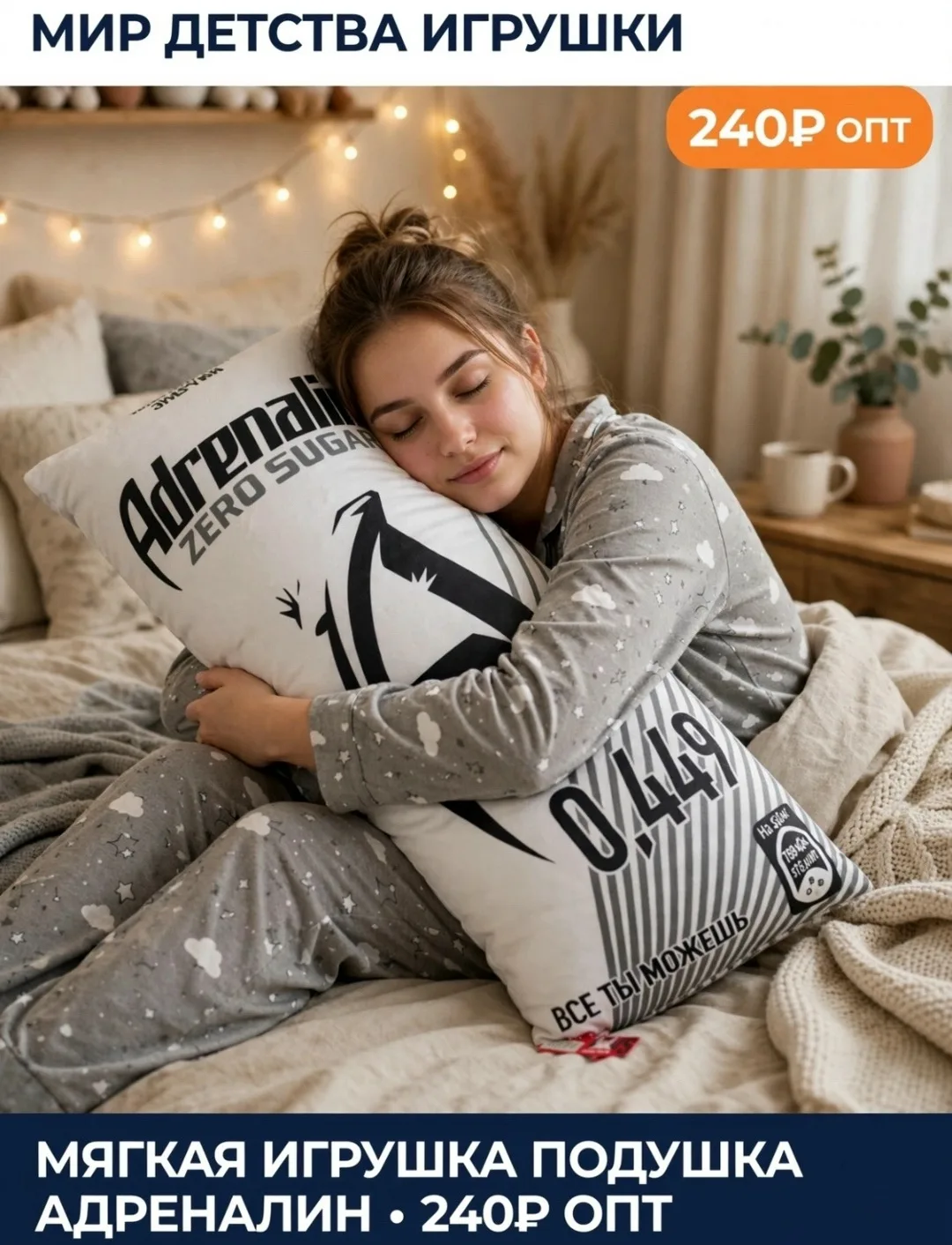 Мягкая игрушка подушка напиток для дакимакура и сна — фото 2