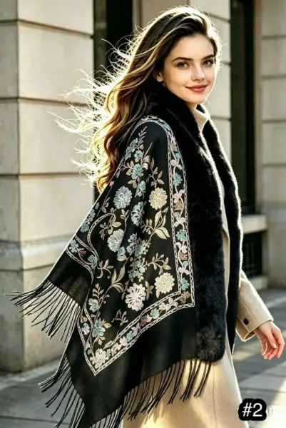 Шарф палантин меховой плюшевый зимний из 100 кашемира — фото 16