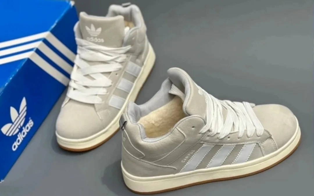 Зимние кроссовки Adidas Campus с меховым подкладом из замши — фото 3