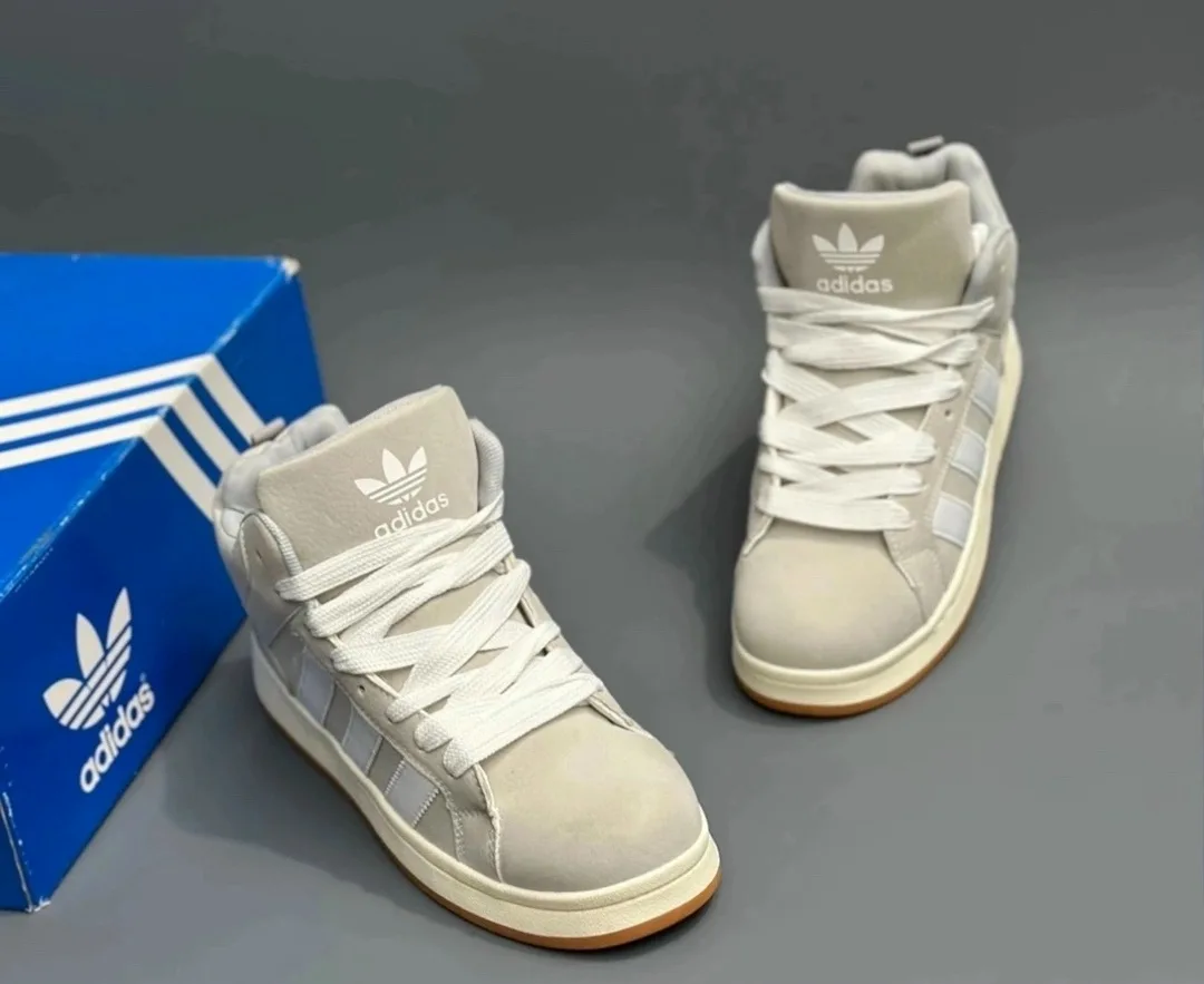 Зимние кроссовки Adidas Campus с меховым подкладом из замши — фото 4