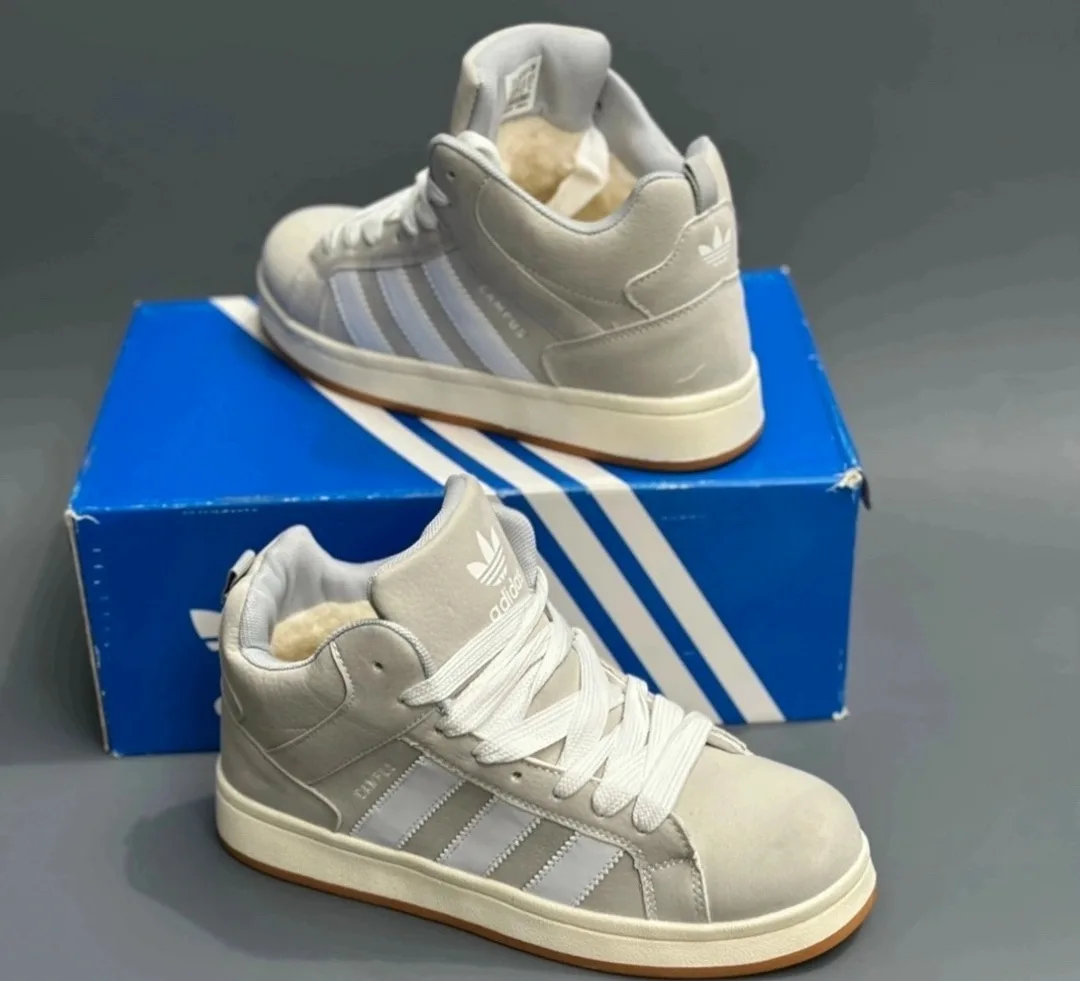 Зимние кроссовки Adidas Campus с меховым подкладом из замши — фото 10