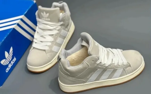 Зимние кроссовки Adidas Campus с меховым подкладом из замши — фото 13