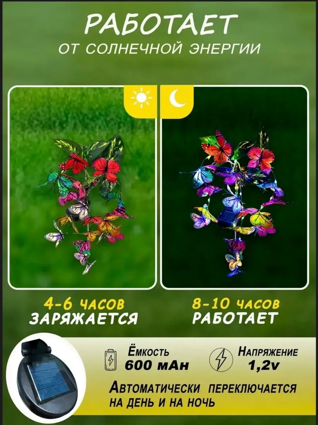 Тапки Светильник на солнечной батареи набор бабочки — фото 3
