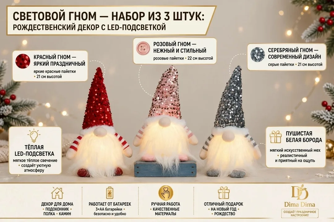 Тапки Новогодний Подарок гномы — фото 3