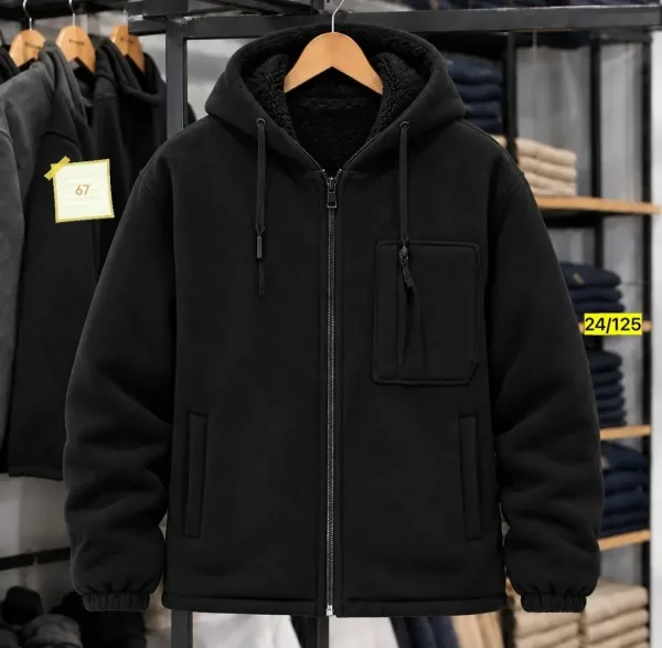 Стильная утеплённая мужская толстовка с мехом тёплая, мягкая и невероятно комфортная — фото 5