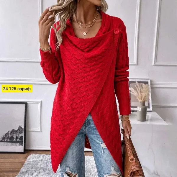 Женский вязаный свитер oversized-силуэта в популярном оттенке — фото 4