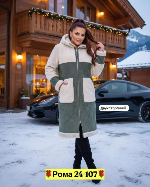 Пальто двухстороннее из замши и меха Замш + Мех — фото 2