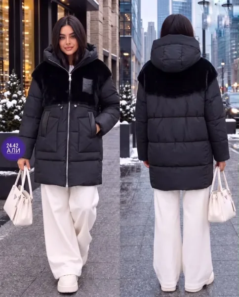 Женская куртка из фабричного материала с наполнителем хлофайбер — фото 1