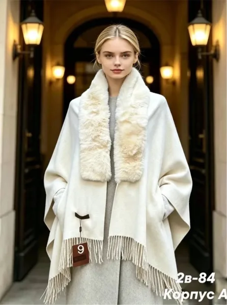 Шарф палантин меховой плюшевый зимний из 100 кашемира — фото 2