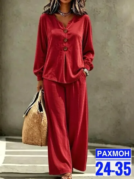 Костюм-двойка из королевского велюра Коричневый — фото 1