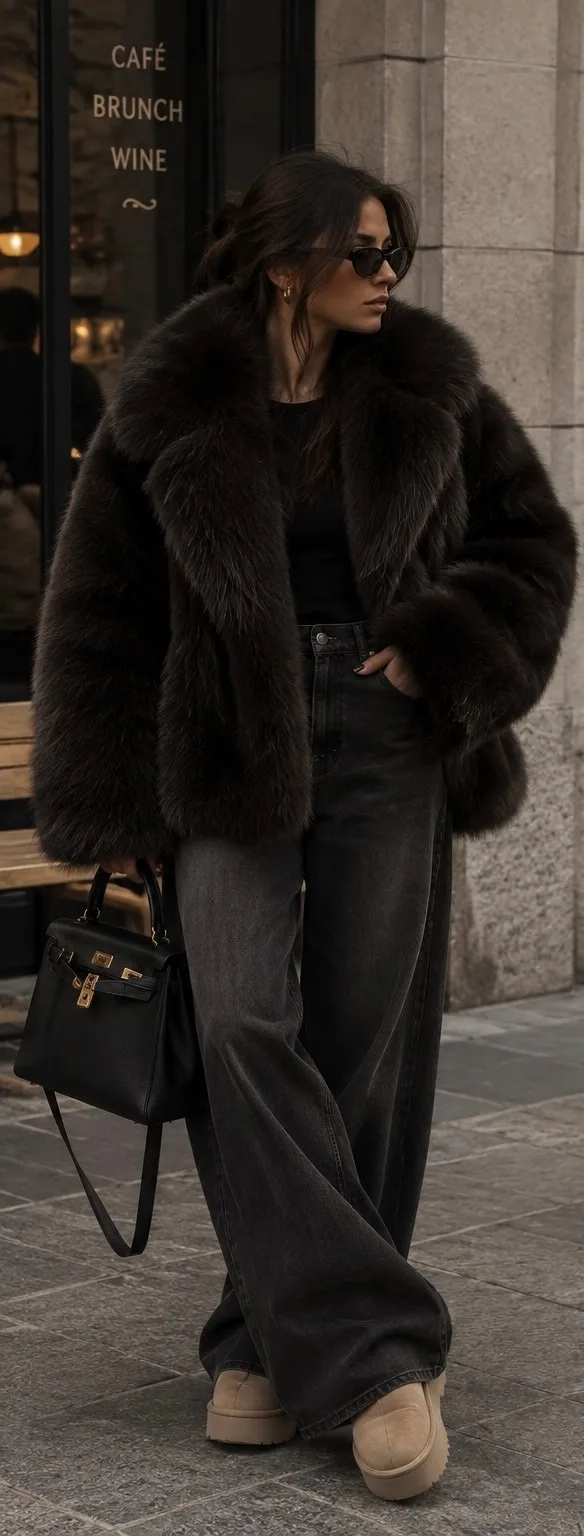 Элегантный зимний образ объемная шуба из эко мех премиум качества — фото 10