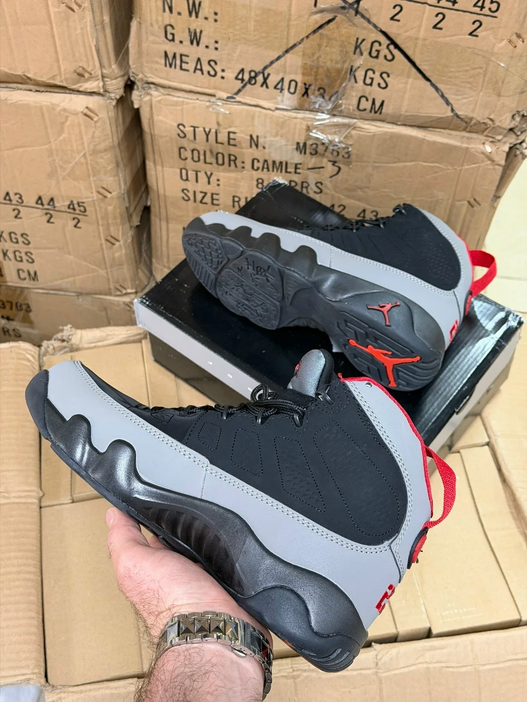 Кроссовки NIKE AIR JORDAN 9 RETRO BRED, кожа — фото 2