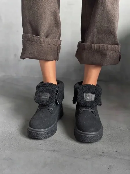 Ботинки женские, замша и шерсть — фото 6