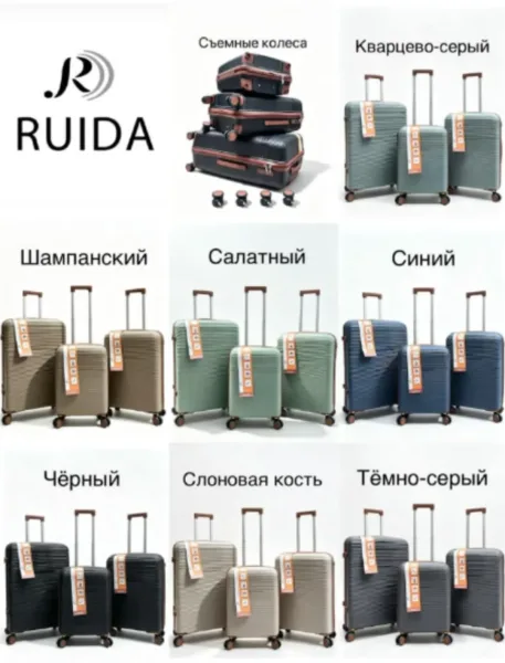 Чемодан из 100 полипропилена с двойными бесшумными колёсами, телескопической ручкой — фото 1