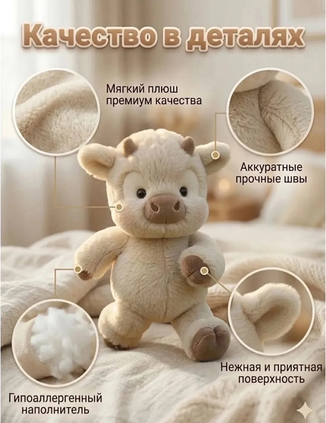 Мягкая игрушка Телёнок бегущий — фото 3