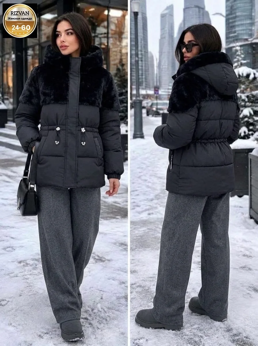 Зимняя куртка молочного цвета — фото 1