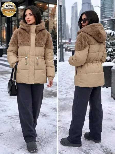 Зимняя куртка молочного цвета — фото 3