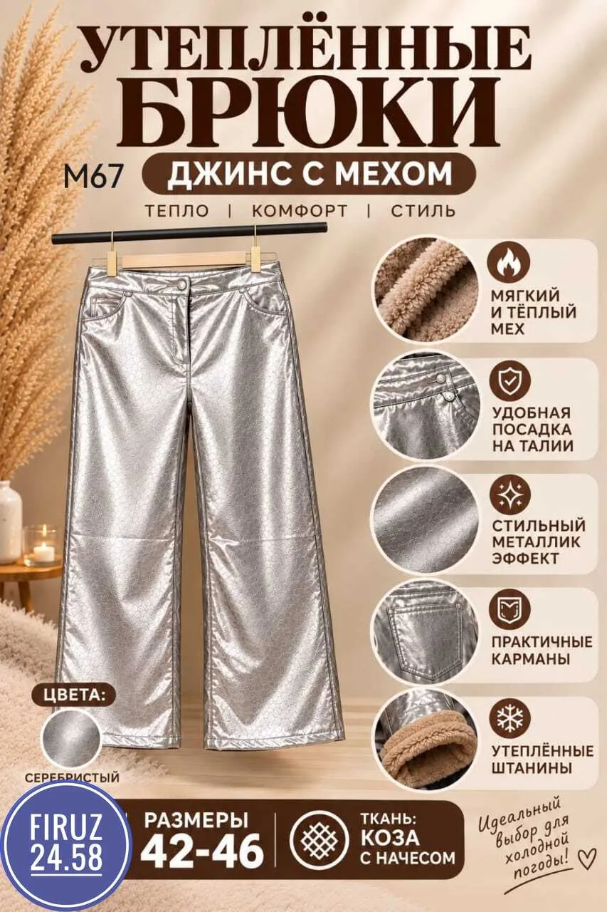 Стильный серебристый металлический эффект, кожа — фото 2