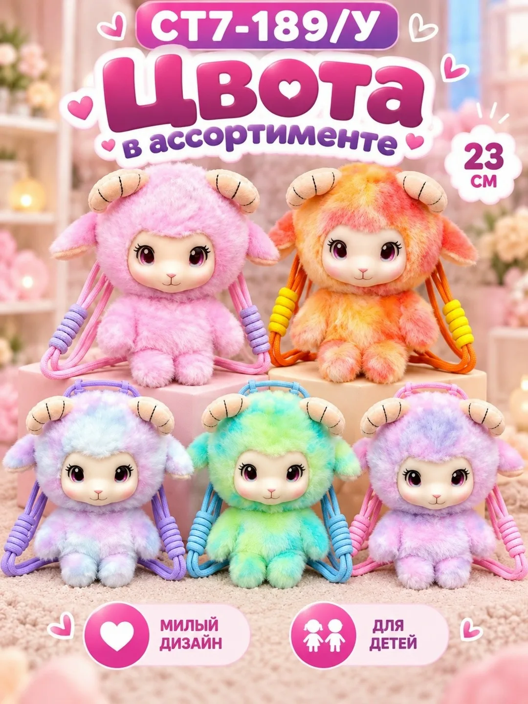 Игрушка Детская плюшевая сумочка Овечка через плечо — фото 3