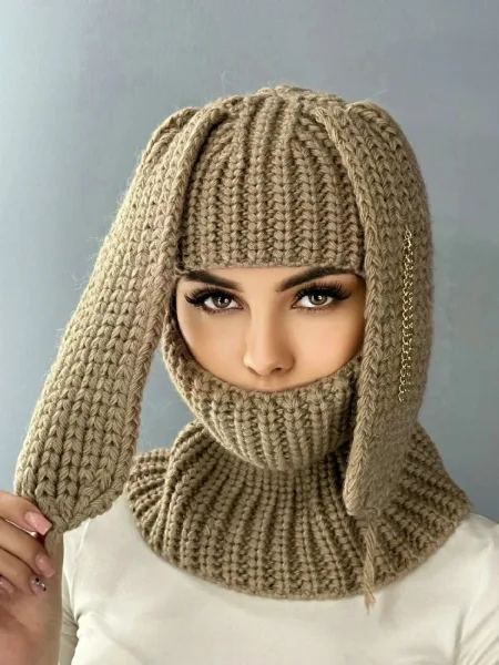 Женская шапка зайчик ушанка из шерсти и акрила — фото 2