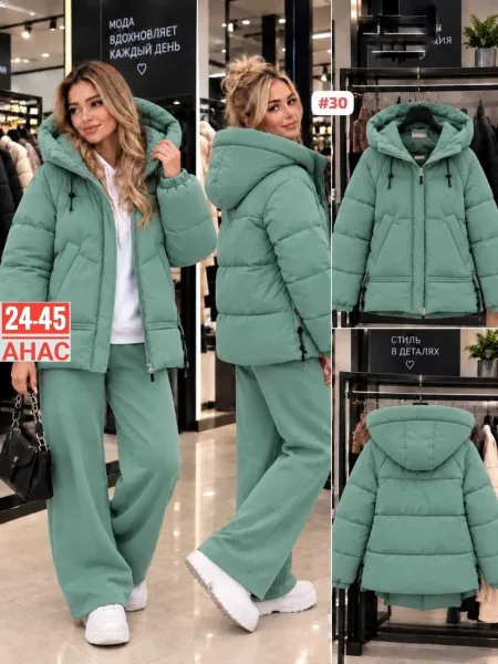 Тёплая и стильная куртка с объёмным капюшоном Разноцветный — фото 3