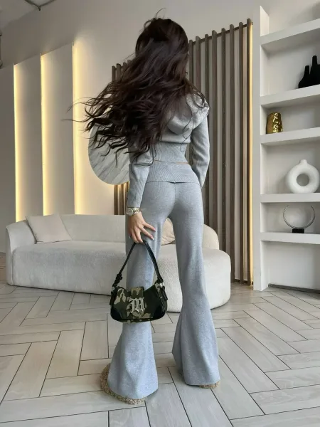Самые крутые костюм с капюшоном вязаный Серый — фото 1
