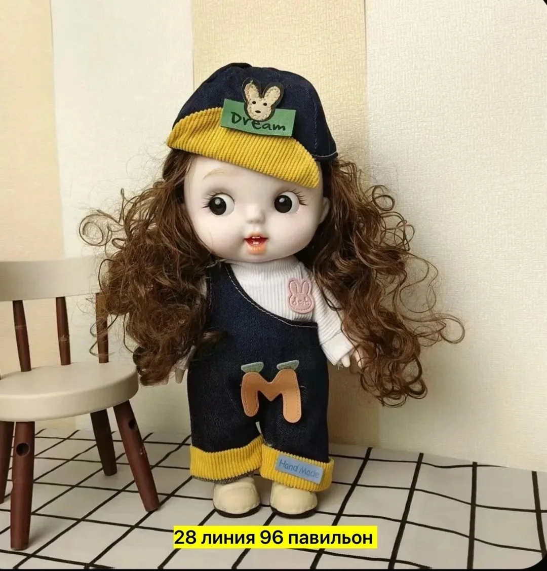 Игрушечная кукла для девочек, четыре варианта лица, тeмно-русые волосы, подвижные руки и ноги, набор одежды для смены об — фото 13