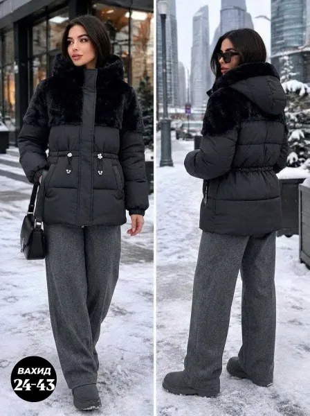 Зимняя куртка молочного цвета белая — фото 2