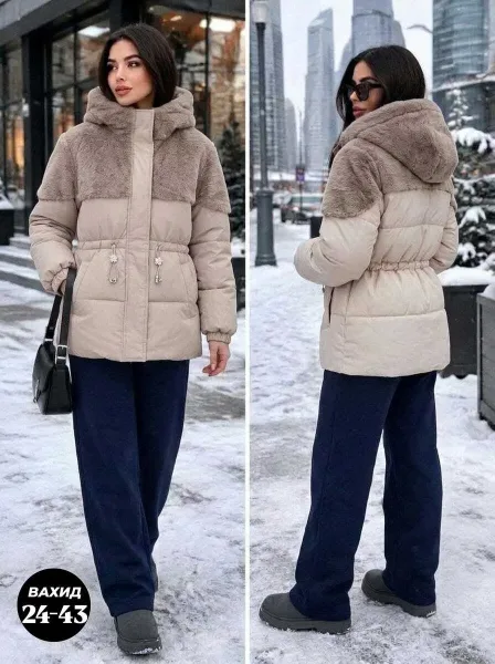 Зимняя куртка молочного цвета белая — фото 5