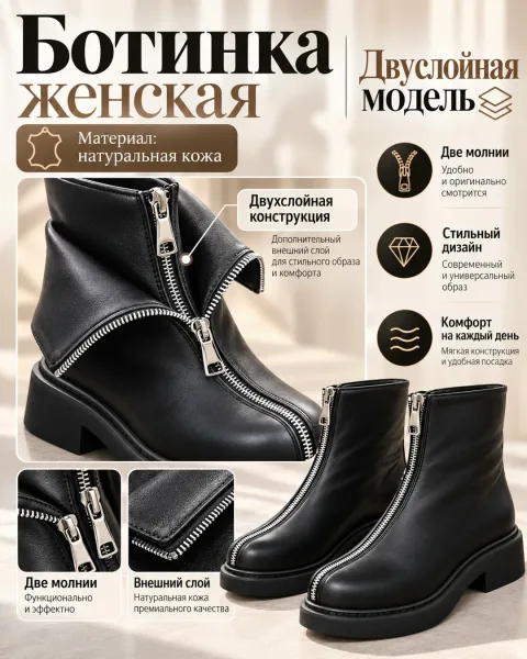 Ботинки женские осенние с натуральным мехом — фото 3