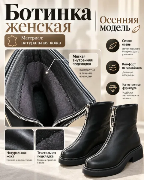 Ботинки женские осенние с натуральным мехом — фото 7
