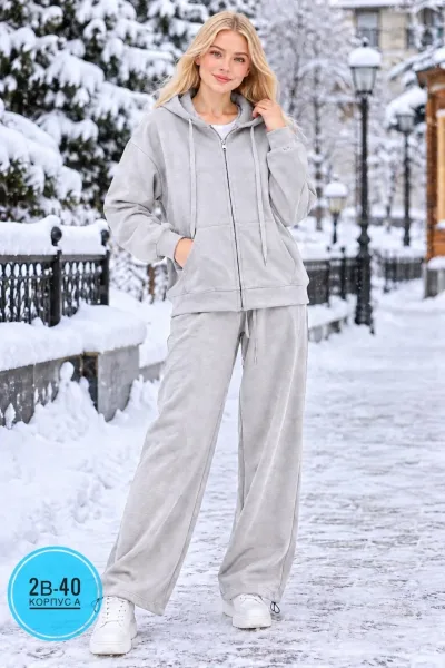 Костюм с худи и брюками с регулировкой по низу — фото 11