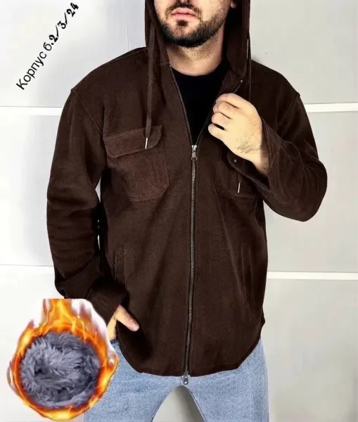 Толстовка мужская с меховым воротником — фото 12